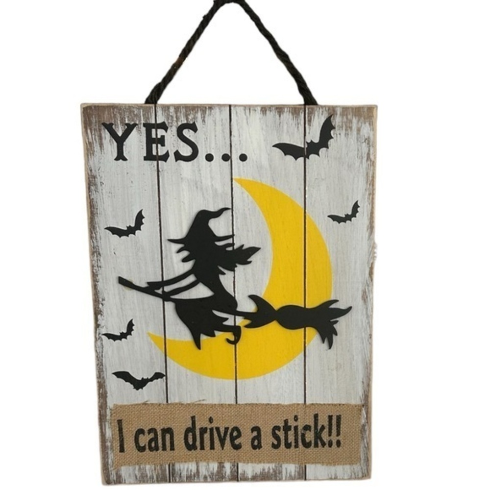 Halloween witch wooden funny door sign